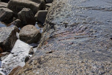 Water flowing over rocks