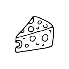 cheese icon vector.Slice of cheese vector illustration with black hand drawn style.Thin line cheese outline icon vector illustration.Linear cheese symbol for use on web and mobile apps, logo, print 