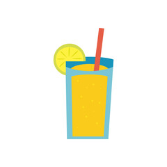 cocktail glass with lemon flat style icon vector design