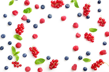 Assorted fresh summer berries circle frame