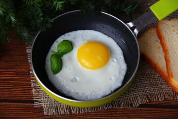 Fried chicken egg in a frying pan