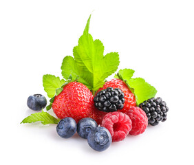 Assorted wild fresh berries pile