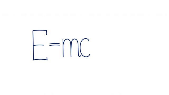 Mass&ndash;energy equivalence principle. Self drawing. Copy space. White background.