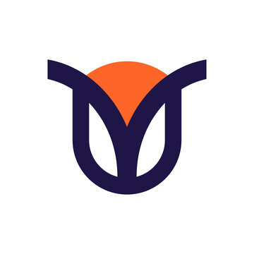 Owl and flower logo design