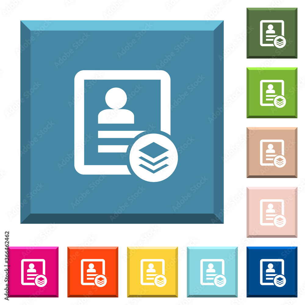 Poster multiple contacts white icons on edged square buttons