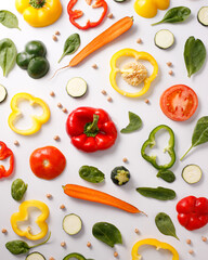 set of fresh vegetables isolated on white