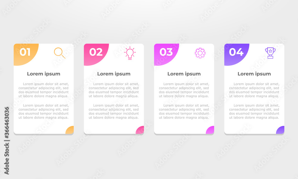 Aufkleber gradient process infographic. business concept with 4 steps.