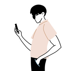 young man with cell phone in hand