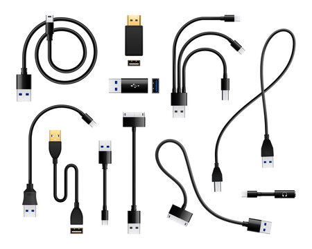 Black USB Cables Set
