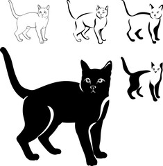 cats black image in various positions