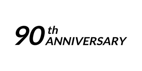 90 years anniversary logo. 90th birthday celebration icon. Vector illustration.