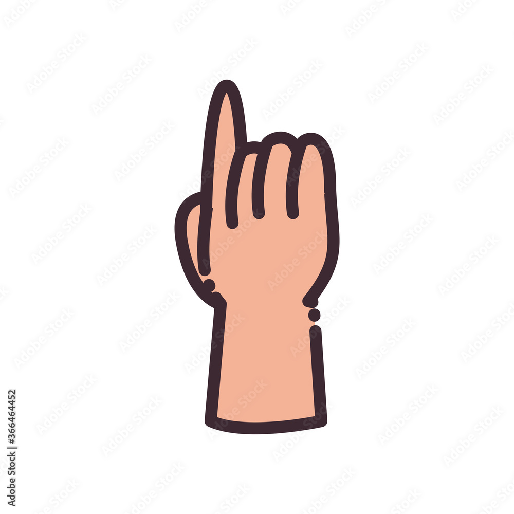 Poster one gesture with hand line and fill style icon vector design