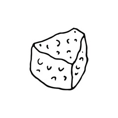 Logo cheese illustration.Cheese icon.Vector illustration of cheese with holes.Hand drawn piece of cheese.Cheese badge.Vintage logo for market or grocery store.icon for label,emblem,poster or menu,card