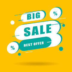 Big sale banner, vector. Trendy big sale banner offer for web site, poster, blog banner, label and ads. Useful for design template and ribbon. Sale banner vector. Best offer