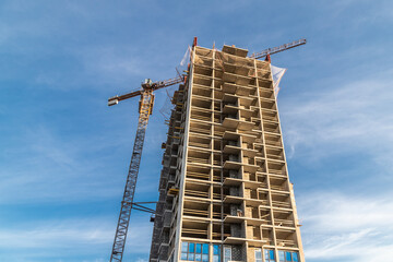 Naklejka premium Development of a new district with high multi-storey buildings