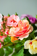 colorful roses in the vase