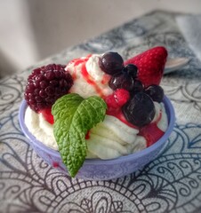 ice cream with berries