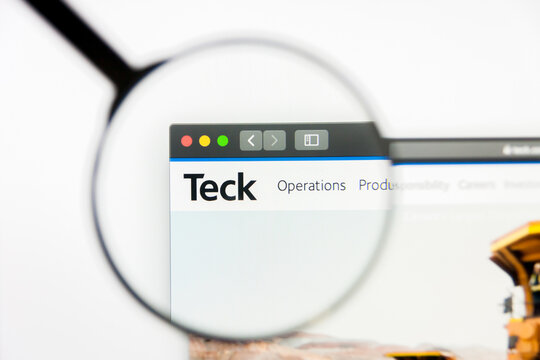 Los Angeles, California, USA - 10 March 2019: Illustrative Editorial, Teck Resources website homepage. Teck Resources logo visible on display screen