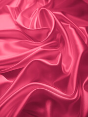 Beautiful elegant wavy light pink satin silk luxury cloth fabric texture, abstract background design. Copy space