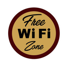 round shape gold and black color vector Free WiFi Zone logo or icon or symbols