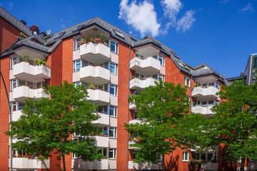 Modernes Wohngebäude aus Backstein, Mehrfamilienhaus, , Hamburg, Deutschland, Europa