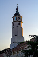 Fototapeta na wymiar Clock tower (Sahat kula) of the Belgrade Fortress in Belgrade, capital of Serbia