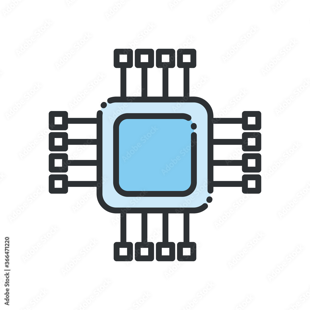 Poster big data motherboard line and fill style icon vector design