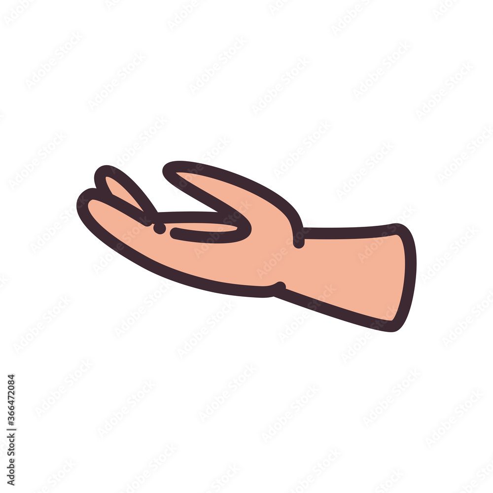 Poster open gesture with hand line and fill style icon vector design