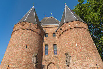 Top part of the historic town gates in a morning light