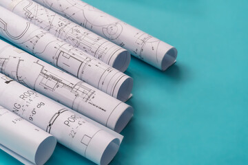 The part of engineering project. Technology blueprint roll
