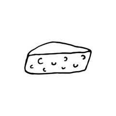 Slice of cheese vector illustration with black hand drawn style.. сheese logo emblem icon. cheese market sign