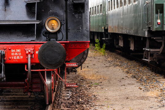 Front of an old Steam Locomotive, Details of an steam locomotive, head lights, buffer, bumper, puffer