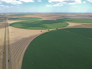 Aerial view of circular field in the Ukraine