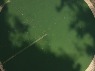 Aerial view of circular field in the Ukraine