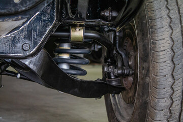 Photo of a new suspension. Here in an American muscle car.