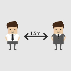Coronoavirus safety distance between people sign. Recommended social distance 1,5 meters.