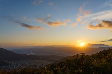 日本の夕日百選　野沢温泉村