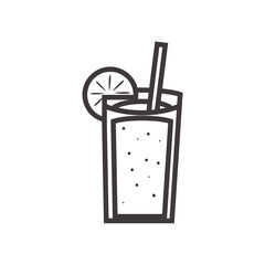 cocktail glass with lemon line style icon vector design