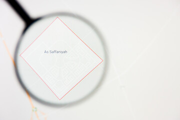 As Saffaniyah city in Saudi Arabia visualization illustrative concept on display screen through magnifying glass
