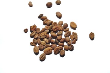 Roasted coffee beans isolated on white background