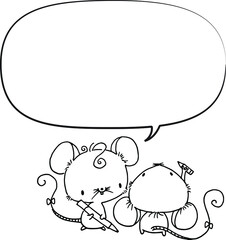 vector cartoon Mouse with border