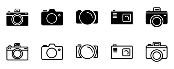 Set Of vector illusion icon of Camera