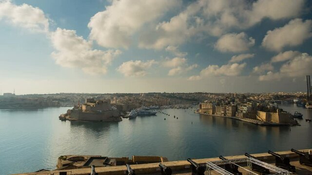 Panoramic view on three cities in Malta from Barrakka Gardens