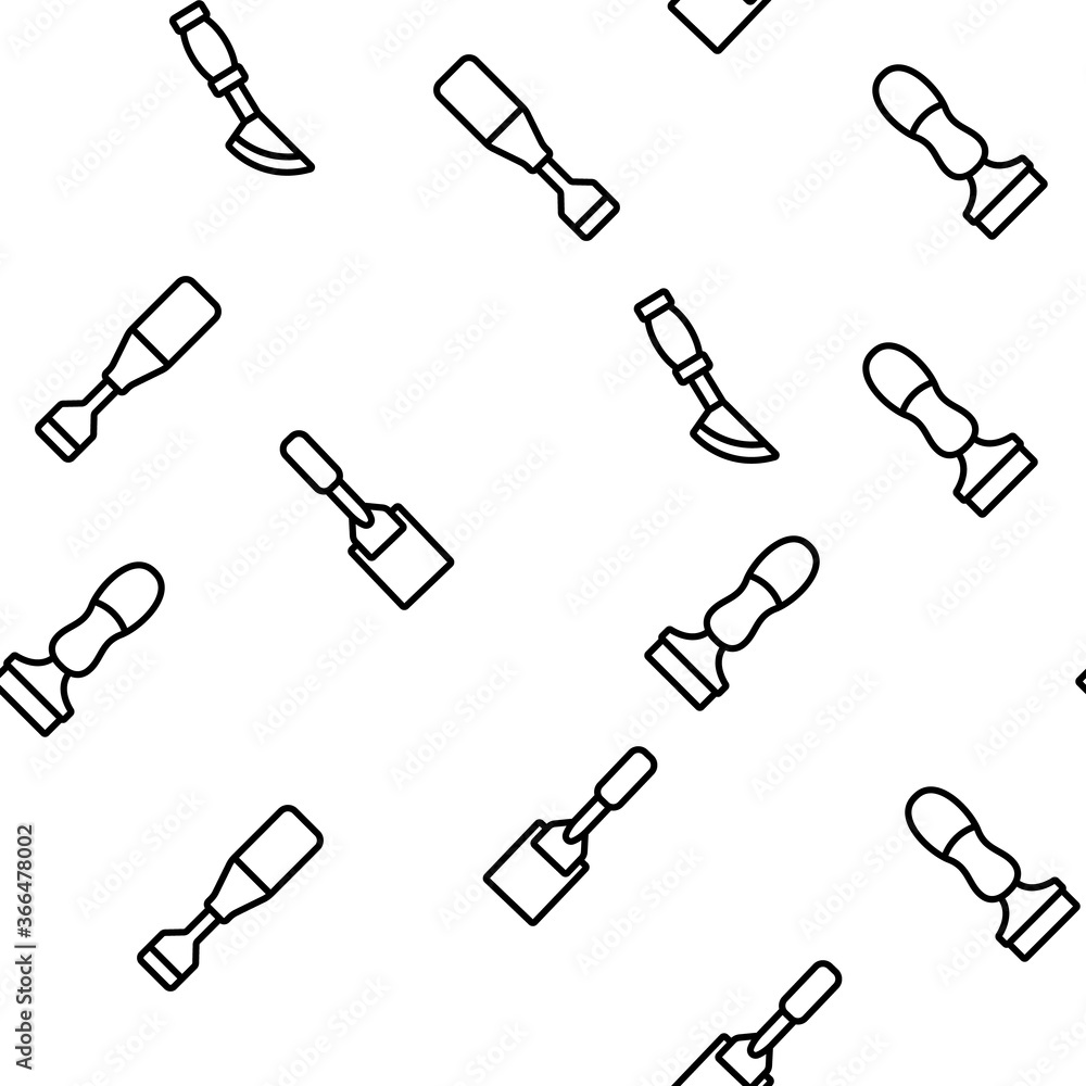 Poster chisel carpentry tool vector seamless pattern thin line illustration