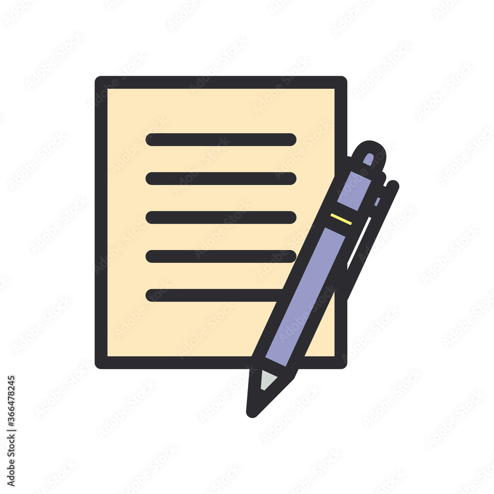 Aufkleber pen and document line and fill style icon vector design