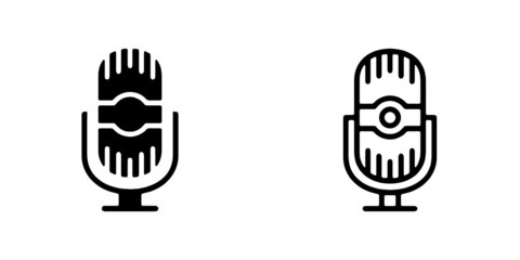 Set Of vector illusion icon of Mic