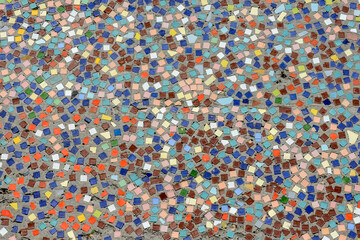 Multicolored mosaic panel of ceramic elements