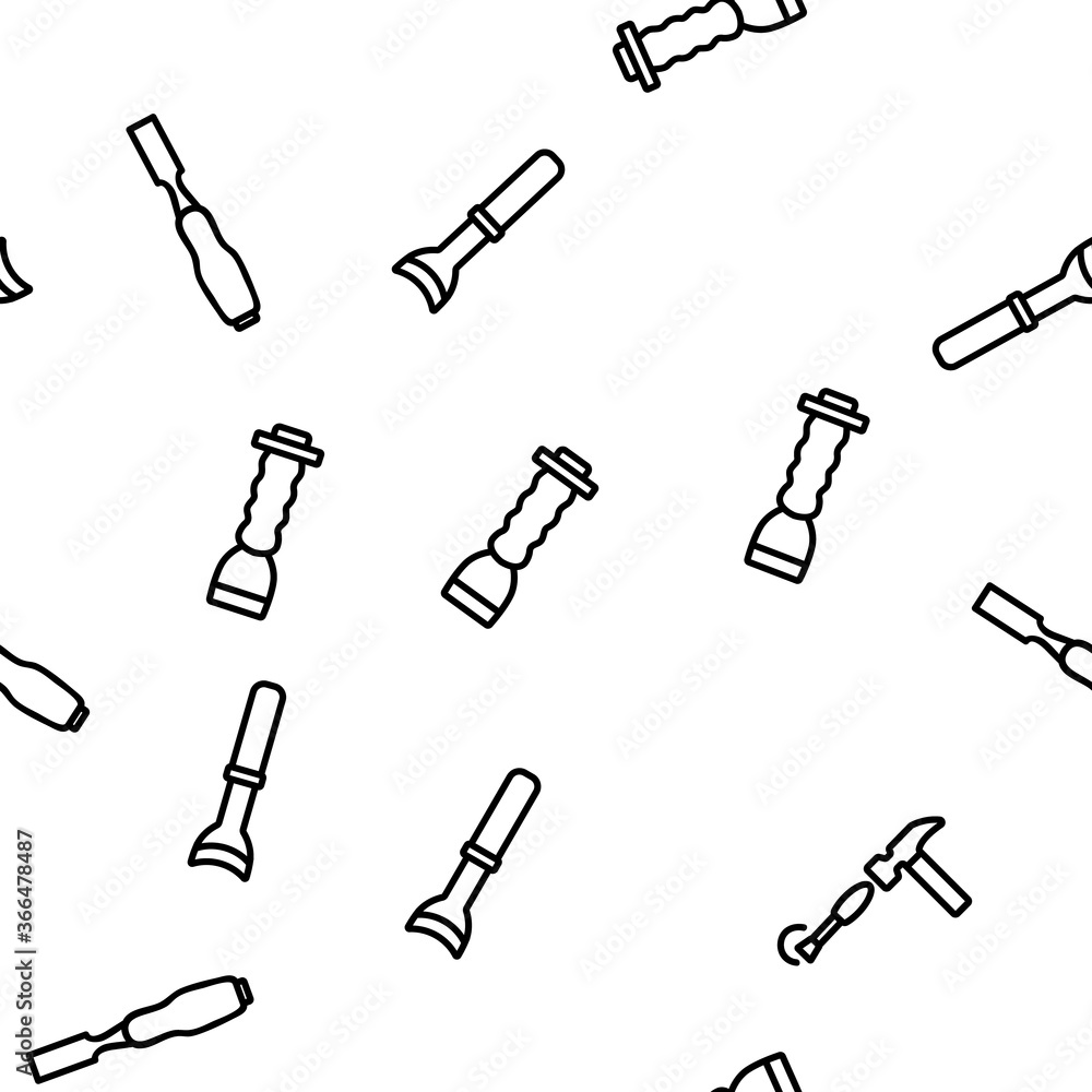 Poster chisel carpentry tool vector seamless pattern thin line illustration