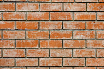 The wall of a modern building made of orange brick