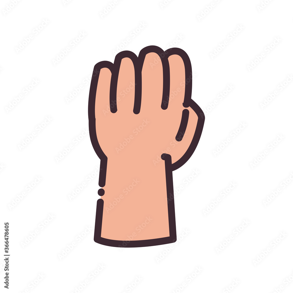 Poster fist gesture with hand line and fill style icon vector design